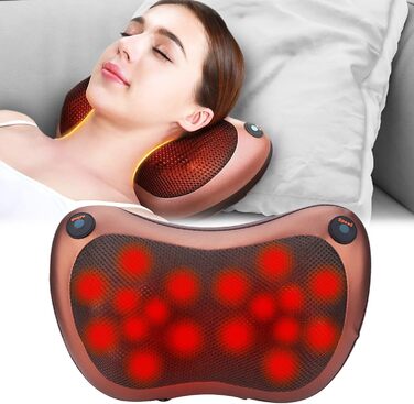 Масажна подушка для масажу спини та шиї Масажер Shiatsu Massager Електрична 3-швидкісна масажна подушка з 18 обертовими масажними головками для домашнього офісу автомобіля