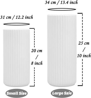 Ребриста ваза біла висотою 20 см, сучасні керамічні вази для квітів для прикраси столу в приміщенні, декоративні вази для трави пампаси висотою 20 см білі