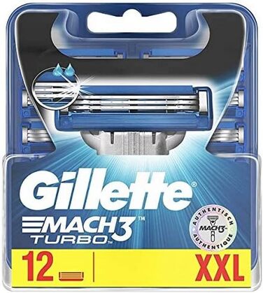 Леза для бритви Gillette Mach3 Turbo для чоловіків, 1 упаковка (1 x 12 шт. )