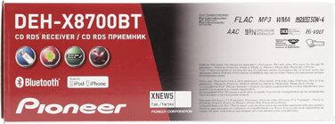 Автомобільна стереосистема Pioneer DEH-X8700BT 1DIN, вхід Bluetooth, MP3, USB та AUX, RGB-підсвічування, гучний зв'язок Bluetooth, додаток Smart Sync, 5-смуговий еквалайзер