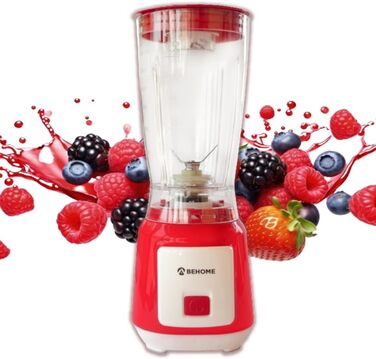 Блендер BEHOME 250 Вт Smoothie Maker Cup 600 мл, високопродуктивний міксер Powerful Red