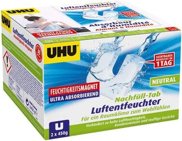 Мішок для заправки осушувача UHU 2 шт. 450 г в комплекті запобігає появі вологи та затхлих запахів