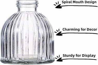 Скляні вази Eidoct, 6 шт. , скляні вази для квітів, маленькі пляшки для квіткових композицій, декоративні вази для квітів у сільському стилі, як центральний елемент, для дому, офісу, прикраси або весільного заходу (прозорий А) Clear A