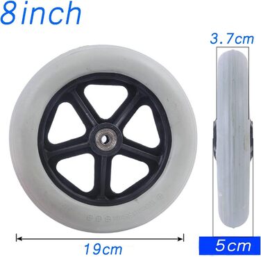 Одна пара коліс для інвалідного візка, маленькі передні колеса, 6 дюймів, 7 дюймів, 8 дюймів, суцільне колесо з підшипником, аксесуар для ручного інвалідного візка/8 дюймів