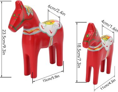 Шведська статуетка коня Дала, фігурка коня Дала з дерева, 1 пара, сувенір ручної роботи. Тонке різьблення, ручне розфарбовування. Геніально підходить для прикраси