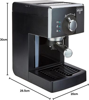 Ручна еспресо-машина Gaggia RI8433/11 Viva Style, для меленої кави та стручків, 15 бар, 1 л, 1025 Вт, кавоварка Black Style