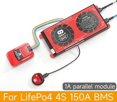 Паралельний модуль DALY BMS 1 A з вентилятором Smart BMS LiFePo4 8S 24 В 250 А та портом CAN, Smart BMS Bluetooth ключ для літієвих акумуляторів 3,2 В, інвертора, ДБЖ та системи домашнього зберігання (Lifepo4 4S 12V CAN BT, 150AParallel Module1A)