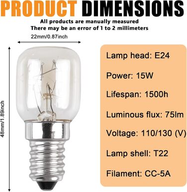Лампа для духовки 15W E14 лампочка для духовки Лампа для приготування їжі Лампа для приготування їжі G45 230V до 3000 K для плит, духовок, витяжок, холодильників, мікрохвильових печей, компактних кухонь, 10 шт.