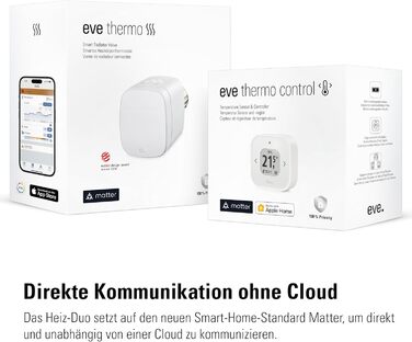 Комфортний набір для кімнат з 1 радіатором, включаючи 1 Eve Thermo Control, для Apple Home, Matter/Thread, потребує Apple TV 4K (2-го покоління/3-го покоління 128 ГБ), HomePod (2-го покоління) або HomePod Міні