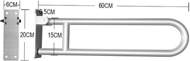 Поручні для людей з обмеженими можливостями, легка збірка, складні поручні для душу довжиною 23,6 дюйма, алюмінієвий сплав для ванної кімнати (YC1215A)