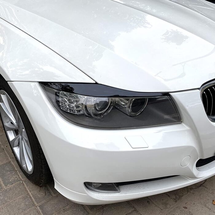 Для BMW 3 Series E90 E91 2005-2012 Автомобільна передня фара Повіка Декор брів Чорний глянсовий Чорний