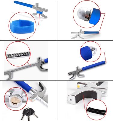 Кіготь керма Tevlaphee, Блокування керма для автомобіля, Автомобільний антизлодій, Блокування керма RV, Кіготь автомобіля як іммобілайзер, Універсальний(Жовтий) (Синій)