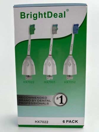 Змінні насадки для щітки BrightDeal, сумісні із зубною щіткою Philips Sonicare E-Series Elite Essence Advance CleanCare Xtreme HX7022/66 (6 шт. )