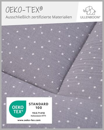 Дитячий ігровий килимок 100x100 см з м'якою оббивкою (Зроблено в ЄС) - Ігровий килимок для дитини зі 100 бавовни Oeko-TEX, ідеально підходить як дитяча ковдра, манеж-вкладиш та ігрова ковдра (Muslin Grey, 120 x 120 см)