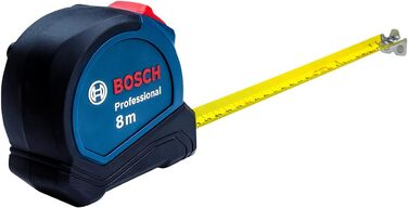 Рулетка Bosch Professional 8 м Autlock (управління однією рукою, затискач на ремені, магнітний гачок, 2 кнопки зупинки, нейлонова сталева стрічка 27 мм) 8 м