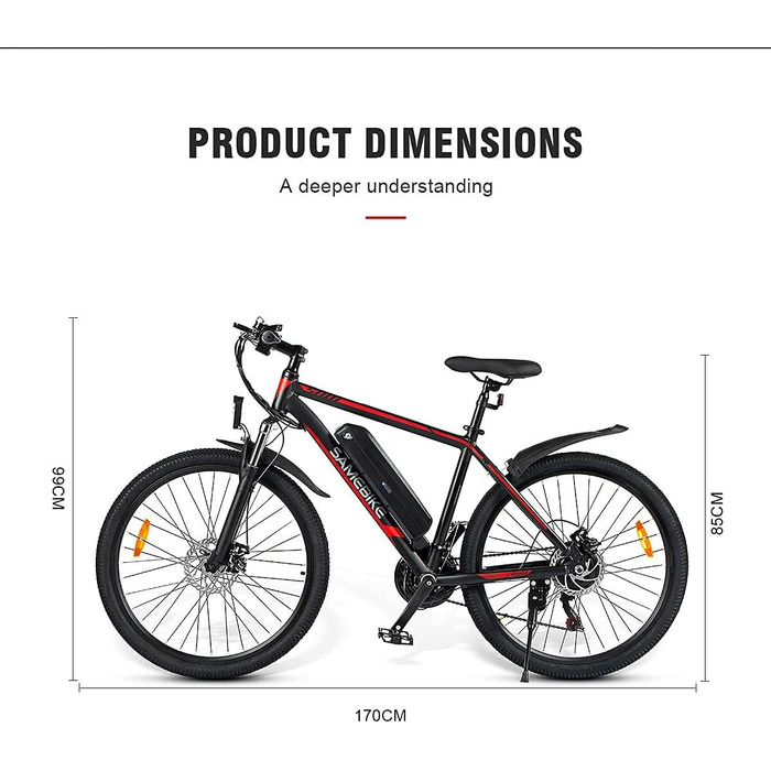 Електричний гірський велосипед E Bike, 26 дюймів, акумулятор 36V 10Ah, запас ходу до 80 км, 21 передача