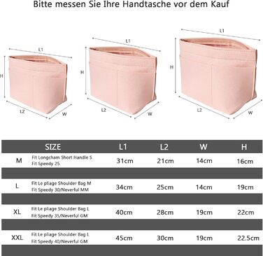 Фетровий органайзер для сумок DongMaple, 13 відділень для жіночих сумок, вставка-органайзер для сумки, рожевий M M рожевий