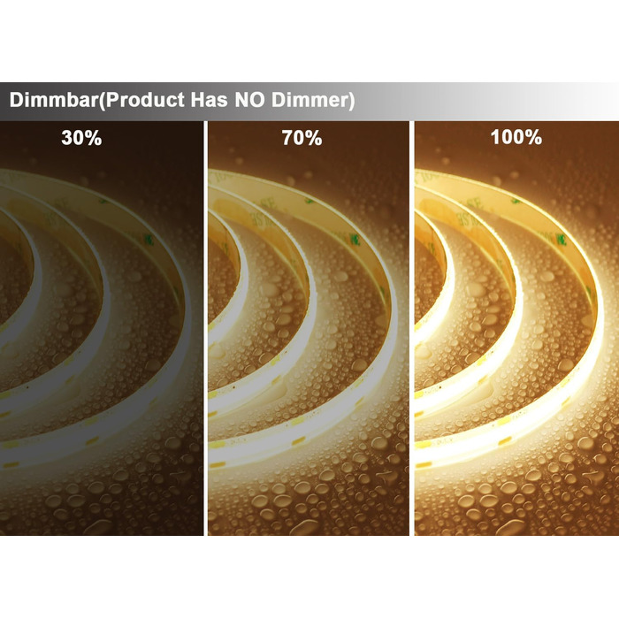 Світлодіодна стрічка TOPAI COB 5M тепла біла водонепроникна IP65, світлодіодна стрічка 12 В 3000K зовнішня, CRI90 дуже яскрава світлодіодна стрічка 4000 лм, самоклеюча, 480 світлодіодів/м гнучкий ріжучий стіл (продукт без живлення) Теплий білий
