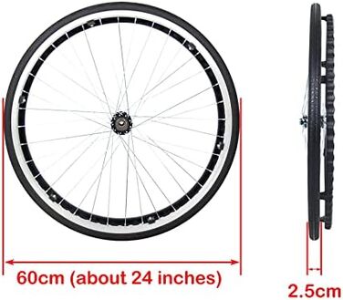 Ролики для інвалідних візків, 24-дюймові запасні задні колеса для інвалідних візків, ролики (2 шт.), стійке до проколів заднє колесо для інвалідних візків з суцільнолитої шини, ролики для інвалідних візків з підшипниками і ручкою, чорні/сірі (колір Gr Gre
