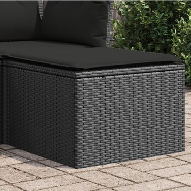 Табурет садовий з подушкою чорний 55x55x37 см Poly Rattan,365966