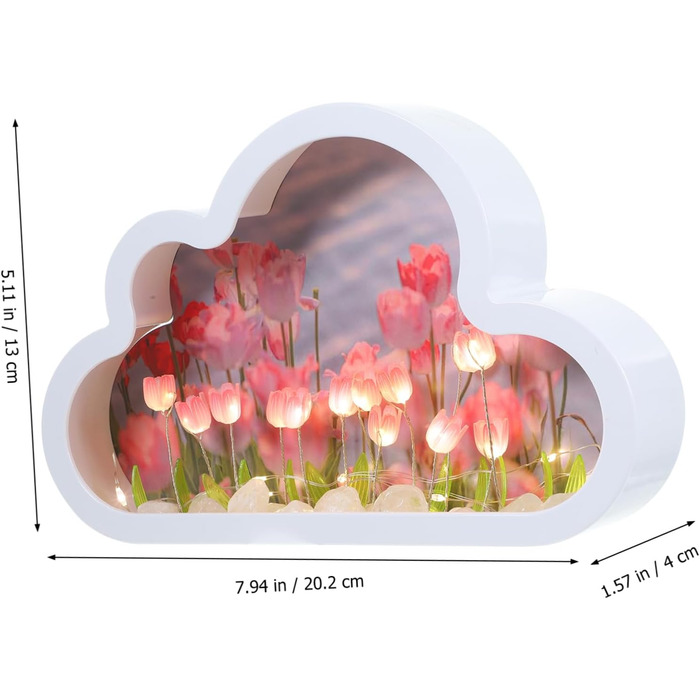 Комплект нічного світла Декоративна лампа Естетичні лампи для спальні Хмарний тюльпан Світло тюльпана Дзеркальна лампа Тюльпан лампа DIY Тюльпан нічник Прикраса для дому Як показано 1 20.20X13.00X4.00CM, 1