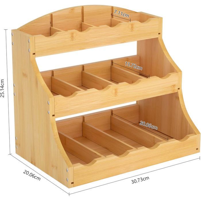 Бамбуковий органайзер для чайних пакетиків Дерев'яна коробка для чаю з 12 відділеннями для зберігання чайних пакетиків Дуже великий 30,7 х 20 х 25 см