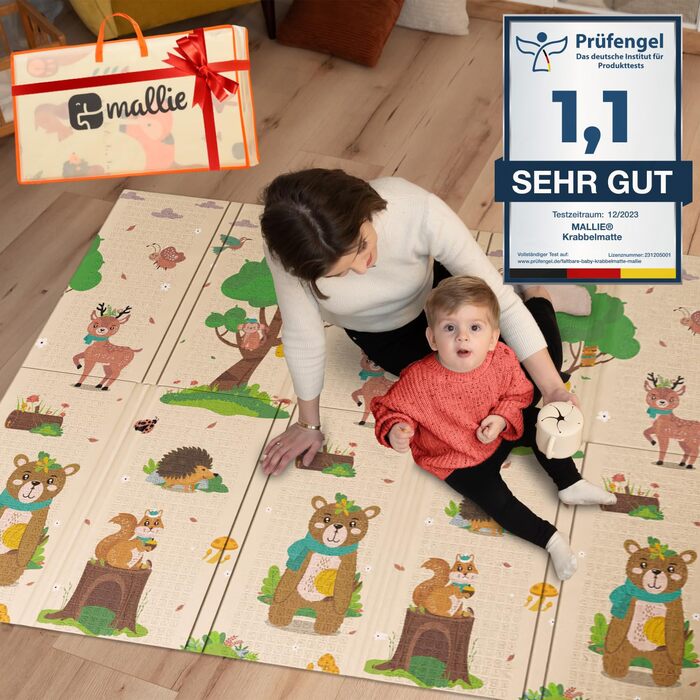 Дитячий складний забруднювач запатентований захисний шар Playmat Baby, дитячий килимок і ігровий килимок Baby, килимок Playmat Kids I пінопластовий килимок, дитячий килимок або килимок-головоломка (2 осіннього лісу, товщина 1 см без захисту країв)