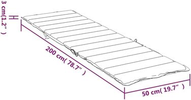 Подушка для шезлонгу сіра клітинка 200x50x3 см Оксфорд Тканина