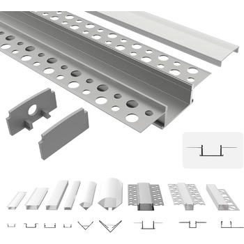 Світлодіодний профіль для гіпсокартону Tivendis 2м з покриттям матове T1 Гіпсокартонні профілі для світлодіодних стрічок до 20 мм Світлодіодний алюмінієвий профіль гіпсокартону Світлодіодний профіль Гіпсокартон Стеля Стіна Shadow Gap Профіль для гіпсокарт