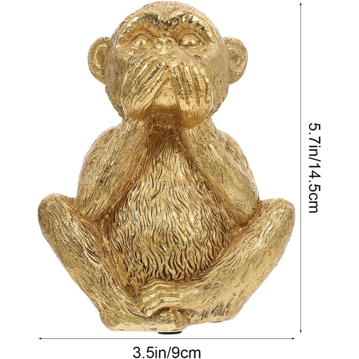 Фігурки Лісові тварини Скульптура Не бачити не говорити Зло Золотий Wukurong Сад Прикраса Статуя для офісу Домашній декор столу 11,5x9см