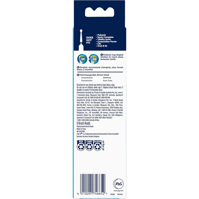 Щітки Braun Oral-B Precision Clean 8 (для всіх обертових зубних щіток фірми Oral-B)