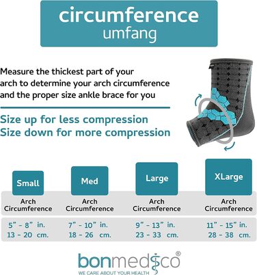 Бандаж для гомілковостопного суглоба bonmedico - Нековзний бандаж для гомілковостопного суглоба для жінок і чоловіків - Підтримуючий бандаж для щиколотки, ахіллового сухожилля - Оздоровчі подарунки - 1 бандаж для стопи сірий, унісекс XL Сірий унісекс XL