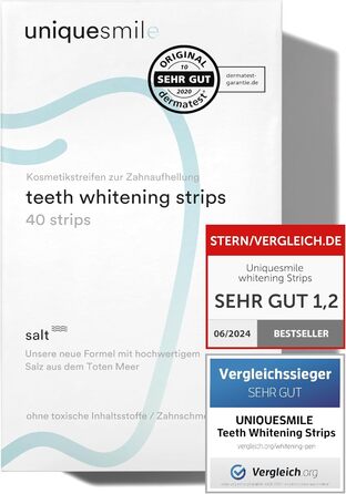 Відбілюючі смужки для відбілювання зубів Uniquesmile - Відбілювання зубів - Без перекису - Інноваційна формула відбілювання зубів з натуральними компонентами (Набір заощаджень 40 шт. )