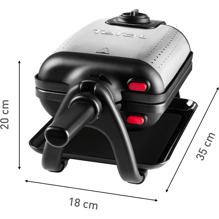 Вафельниця Tefal King розміру WM756D Подвійна вафельниця для 2 бельгійських вафель Функція обертання Листи з антипригарним покриттям товсті вафлі Регулятор температурилегке очищення 120 Вт 1 л