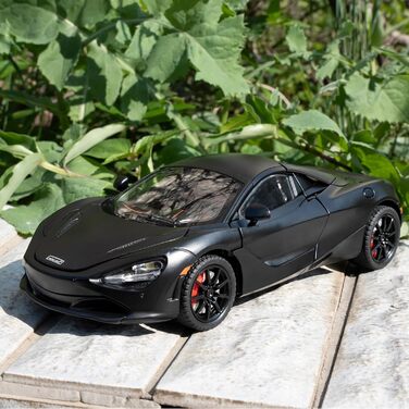 Модель автомобіля McLaren 720S, литий автомобіль з функцією відкидання, дитяча іграшкова машина зі світлом і звуком, модель іграшка для колекціонування, подарунок для дітей (чорний), 124