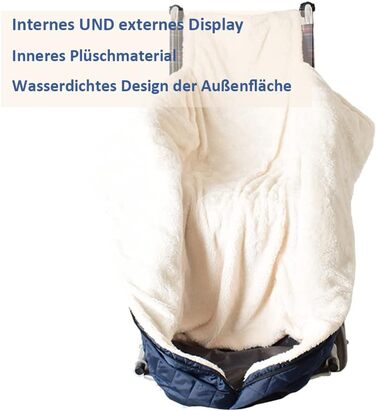 Зимова сумка для інвалідного візка Сліпони Вітрозахисний накидник для ніг для дорослих інвалідних візків Ковдра для ніг для інвалідного візка Універсальна посадка для інвалідних візків (синій, 51,9 * 25,6 дюйма) 51,9 * 25,6 дюйма синій