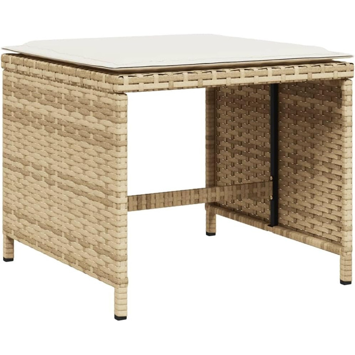 Садовий стілець з подушками ShGaxin 4 шт. Бежевий 40x40x35 см Poly Rattan, балконний стілець, садовий підніжка, садовий підніжка, підніжка для крісла, садовий меблевий табурет - 4007487