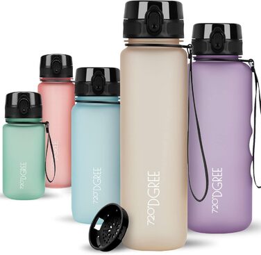 Пляшка для води 720DGREE 1л Sport 'uberBottle softTouch Sieb - Без BPA - Пляшка для води для універі, роботи, фітнесу, велосипеда, активного відпочинку, роботи - спортивна пляшка з тритану - легка, ударостійка, багаторазова (650 мл, світло-персик - персик