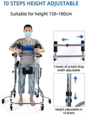 Стояча рама для реабілітації геміплегії у людей похилого віку, тренування нижніх кінцівок, регулювання висоти, допоміжний засіб для ходьби для пацієнтів з обмеженою рухливістю, допоміжний засіб для ходьби з 8 колесами для