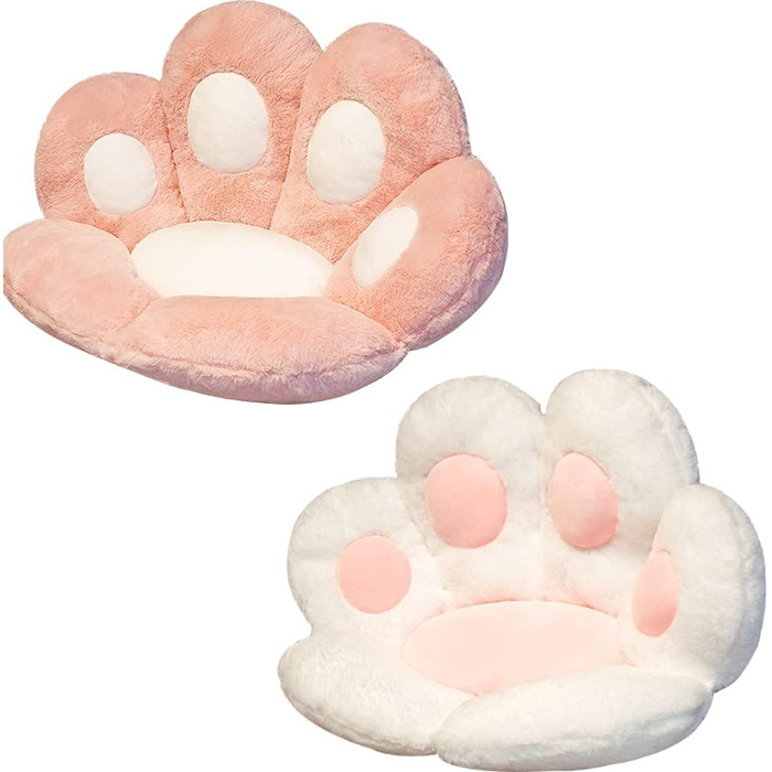 Подушка для сидіння SIPERLARI Cat Paws, мила подушка для плюшевого крісла Cat Paws, м'який теплий плюшевий диван Lazy Подушка для офісного сидіння Килимок для підлоги (білий)