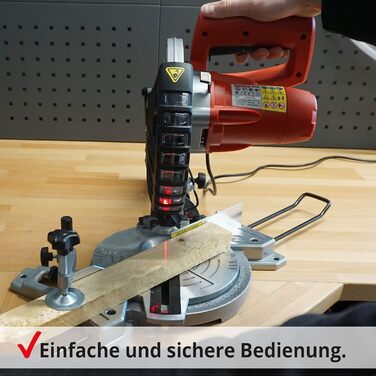 Торцювальна пила HECHT електрична торцювальна пила - 1400 Вт - висока продуктивність різання - кут від -45 до 45 - світлодіодний лазер лінії різання - мішок для пилу - міцний алюмінієвий стіл і торцювальна пила торцювальна пила червоного кольору
