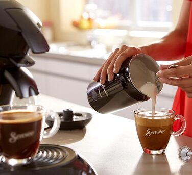 Оригінальна кавоварка Philips Appliances Senseo з піноутворювачем молока - технологія Coffee Boost і Crema Plus, 0,7 літра, чорна, (HD6553/65)