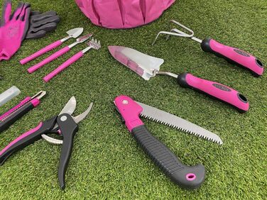 Набір садового інструменту SIXTOL Garden PINK 10 10 шт. садові аксесуари з нержавіючої сталі садова сумка в подарунок для жінок для садівників садові інструменти з сумкою для зберігання ножиці для квітів, садові кігті