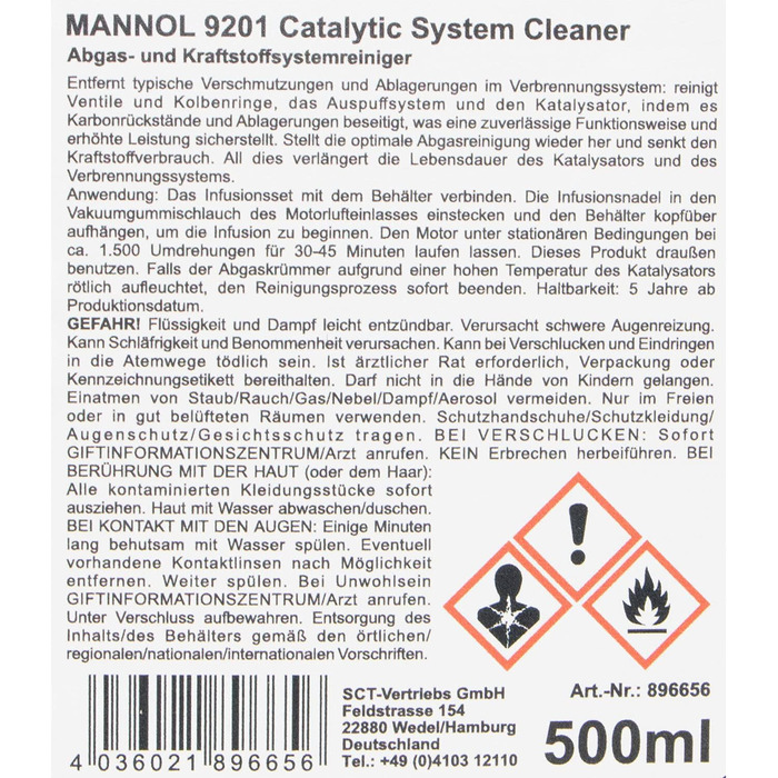 Очищувач системи каталітичного нейтралізатора Очищувач вихлопних газів MANNOL 9201 5 X 500 мл