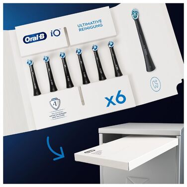 Щітки для чищення електричної зубної щітки Oral-B iO Ultimate, 4 шт., Ultimate Tooth Cleaning with iO Technology, чорна, готова до поштової скриньки упаковка (6 шт. (1 упаковка))