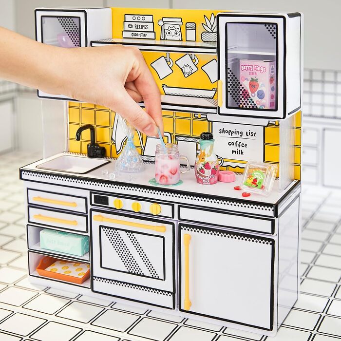 Міні-кухня Miniverse Make It Mini Kitchen від MGA - кухонний ігровий набір зроби сам з ультрафіолетовим світлом, секретним рецептом, пластиковою грою та міні-рукавичками для духовки - не їстівний - потребує батарейок - підходить для дітей віком від 8 рокі