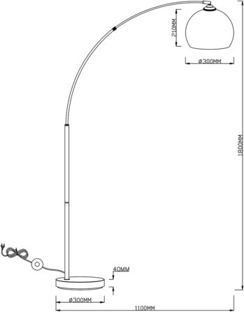 Світильник реальності RL LIVE YOUR LIGHT Arc Lamp Brasilia R46031006, Метал Хром, Відтінок Акриловий Білий, без E27