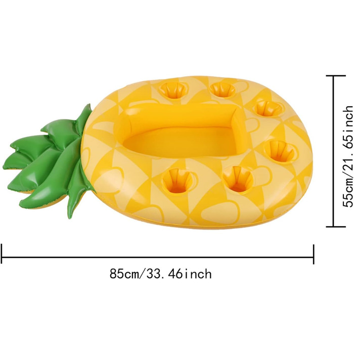 Бар біля басейну надувний тримач для напоїв Плаваючий 2-в-1 тримач для напоїв та закусок Тримач для ананаса 7 отворів Велика місткість плаваючі підставки Аксесуари для басейну Веселощі для вечірки біля басейну Водні забави Жовтий