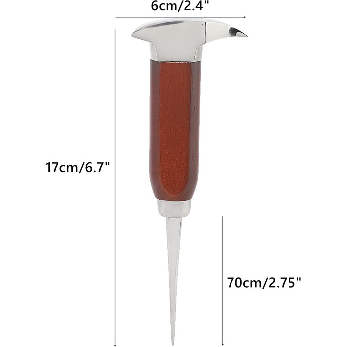 Льодоруб Duokon 17 см, дробарка для льоду з нержавіючої сталі з дерев'яною ручкою, ручна дробарка для льоду, стамеска для льоду, японський стиль, ідеально підходить для барів, кухні, пікніків, кемпінгу, домашнього ресторану, бармена