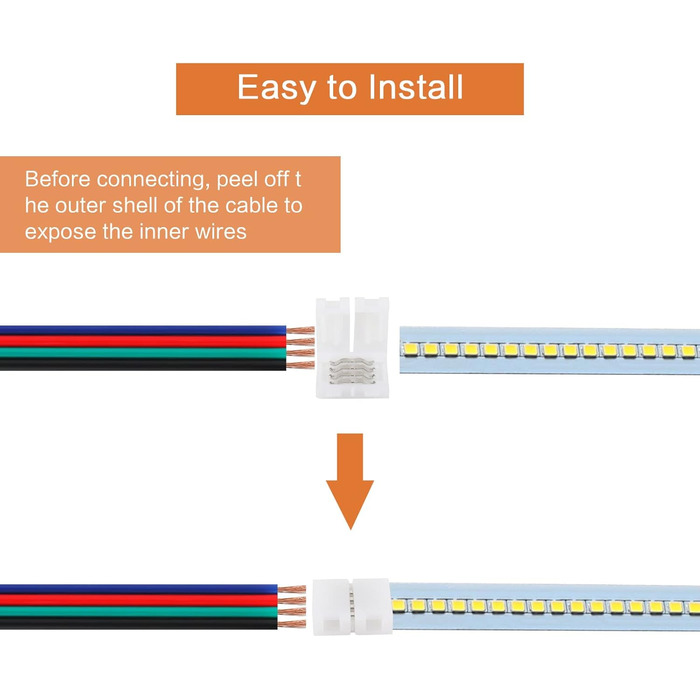 Роз'єм для світлодіодної стрічки 4-контактний світлодіодний подовжувач 15 м кабелю Світлодіодна RGB стрічка З'єднувальний кабель З'єднувач світлодіодної стрічки зі світлодіодним швидким з'єднувачем Комплект для світлодіодних стрічок